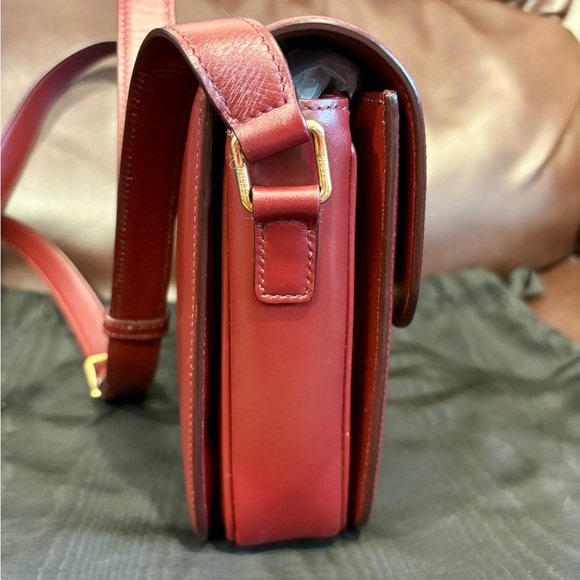 Celine triomphe classique box Medium Calfskin Dark red Wine red canvas handbag - Picture 4 of 16